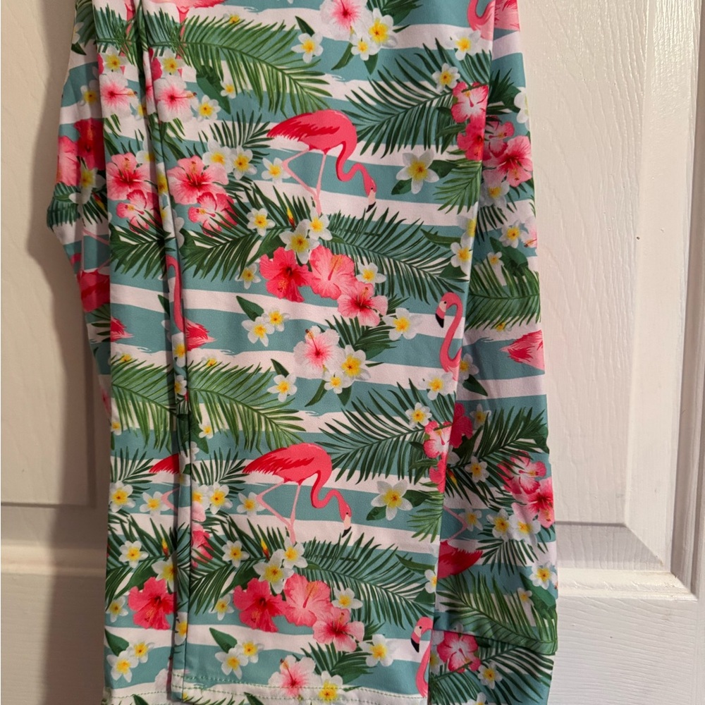 Tropical Flamingo Print Leggings